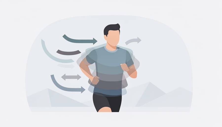 Tech running shirt laid on snow suggesting cold-weather layering for runners